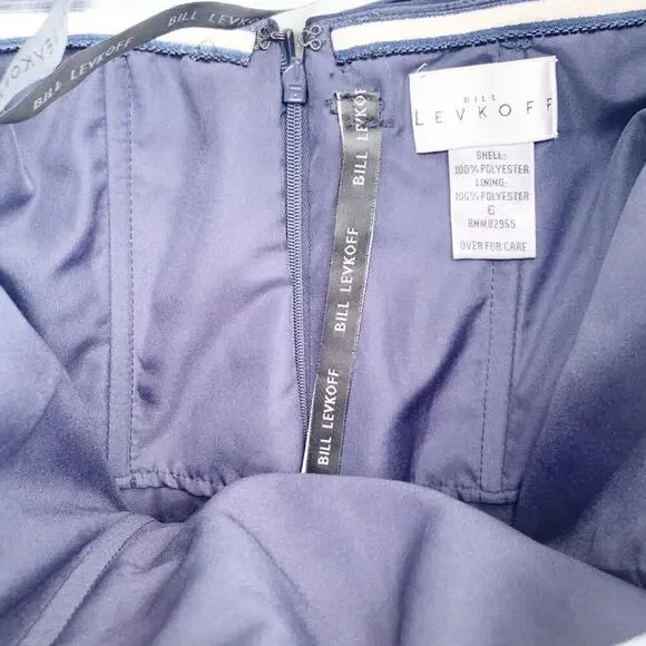 Bill Levkoff Chiffon Short Strapless Dress Sweetheart Neckline Navy 6 Bridesmaid - Picture 4 of 12